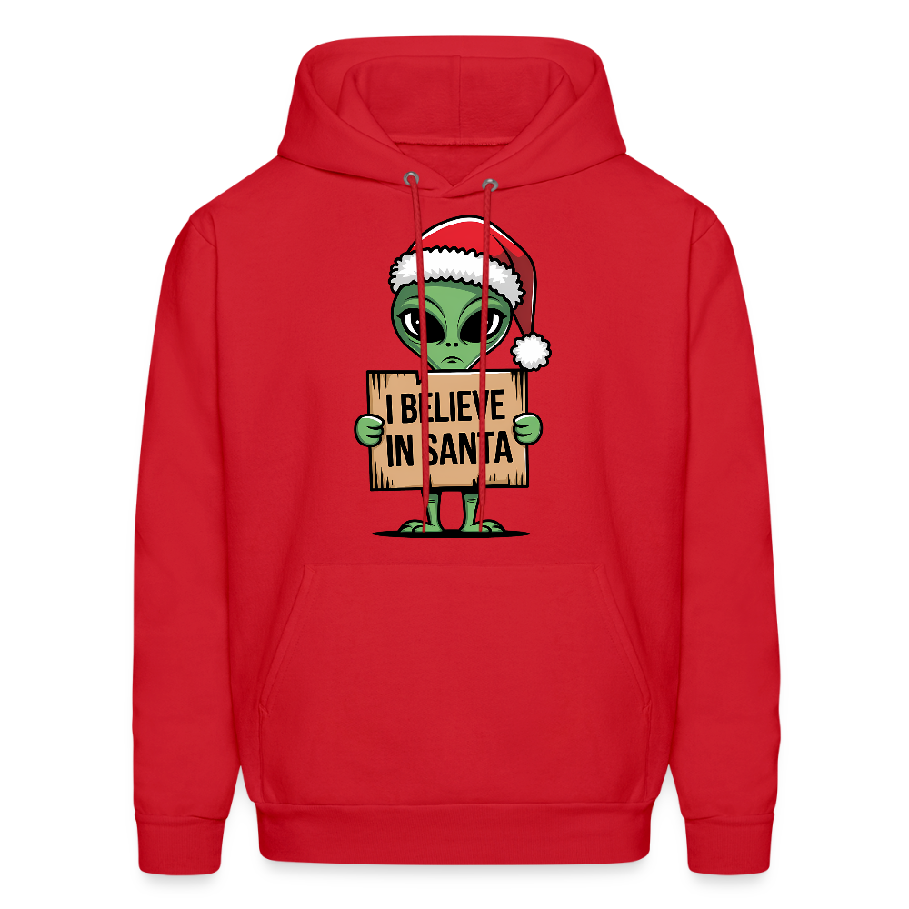 I Believe in Santa Hoodie – Funny Cute Alien Christmas Hoodie Color: red