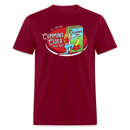 Cummins Cider Juice Box (Adult Sexual Humor) T-Shirt - burgundy