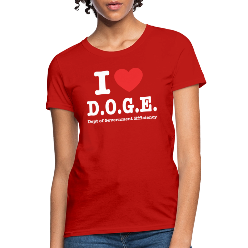 I Love DOGE (Dept of Government Efficiency) Women's Contoured T-Shirt - red