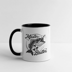 Master Baiter Funny Fishing Mug with Hook & Fish Design - white/black