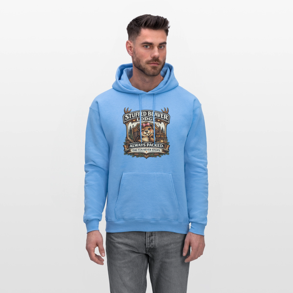 Stuffed Beaver Lodge Funny Adult Hoodie Color: Navy