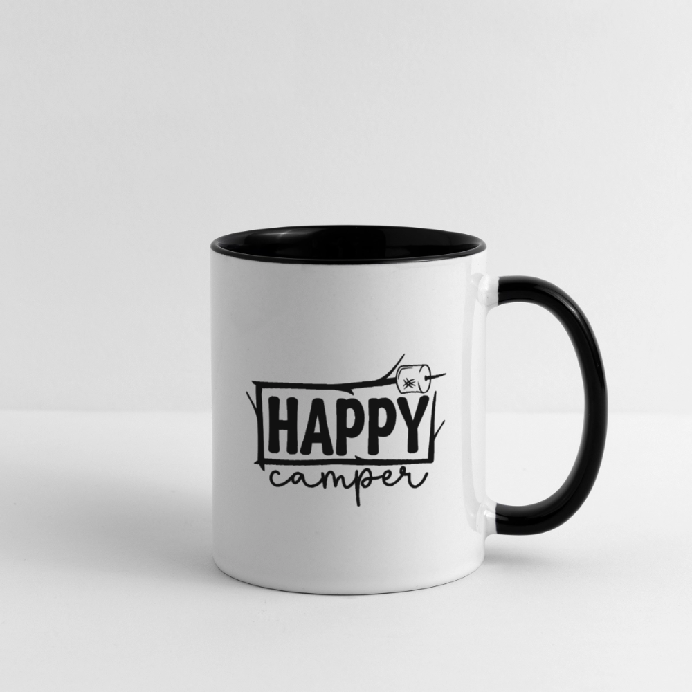 Happy Camper Coffee Mug – Funny Outdoor Toilet Paper Humor - white/black