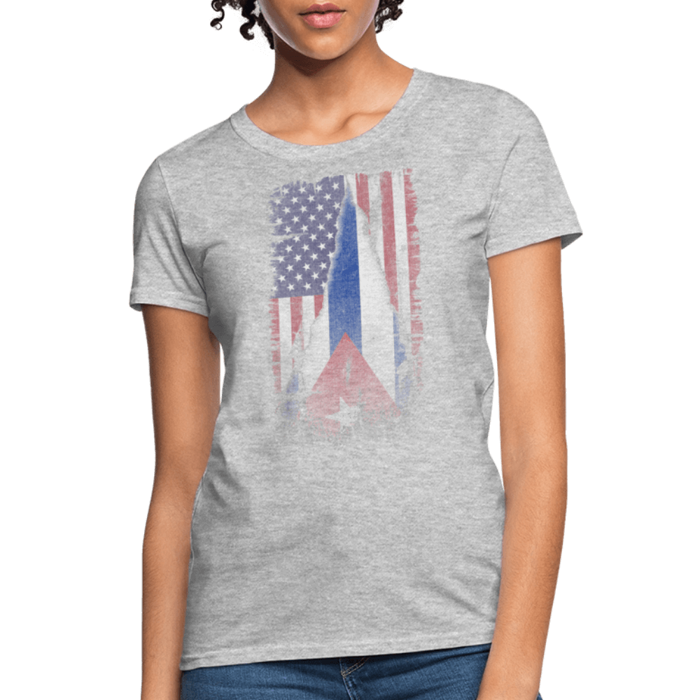 Cuba & USA Flag Women’s T-Shirt – Cuban American Pride Tee Color: heather gray