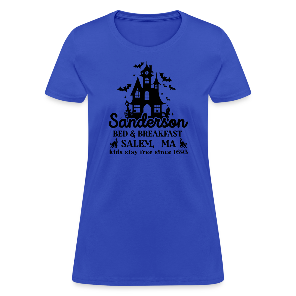 Sanderson Bed & Breakfast Salem MA Women's Contoured T-Shirt (Halloween) - royal blue