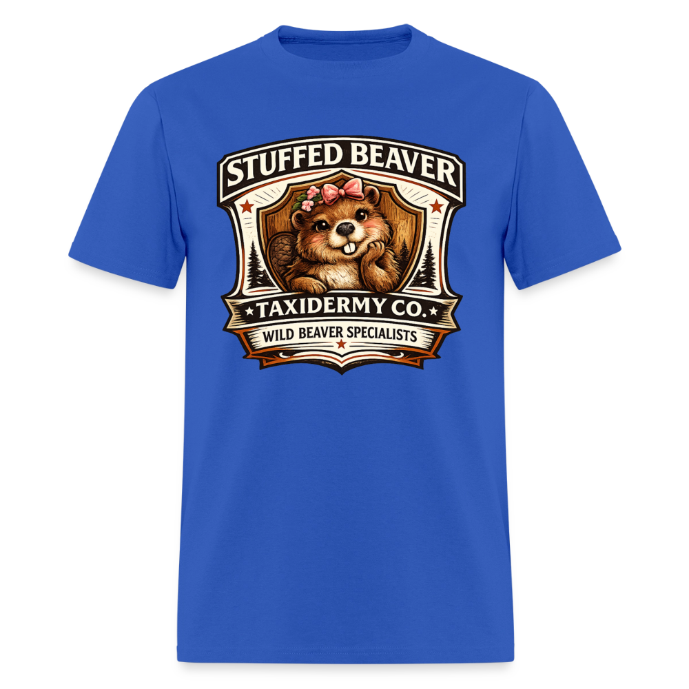 Stuffed Beaver Taxidermy Funny Adult T-Shirt Color: Royal Blue