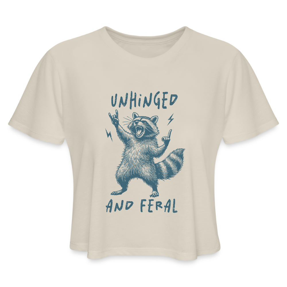 Unhinged and Feral Women's Cropped Top T-Shirt Color: dust