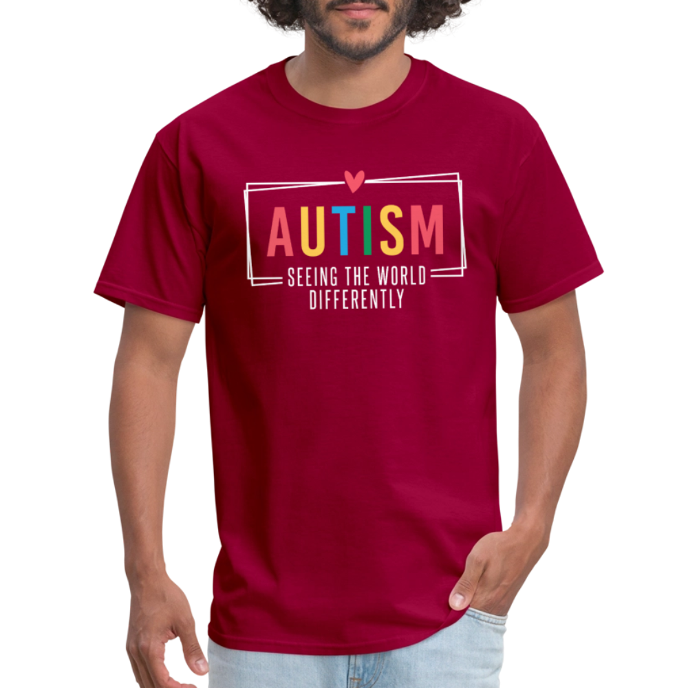 Autism - Seeing The World Differently T-Shirt - dark red