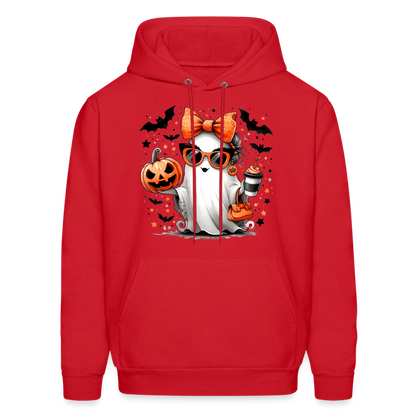 Cute Halloween Ghost with Pumpkins and Bats Hoodie (Halloween Mom) - red