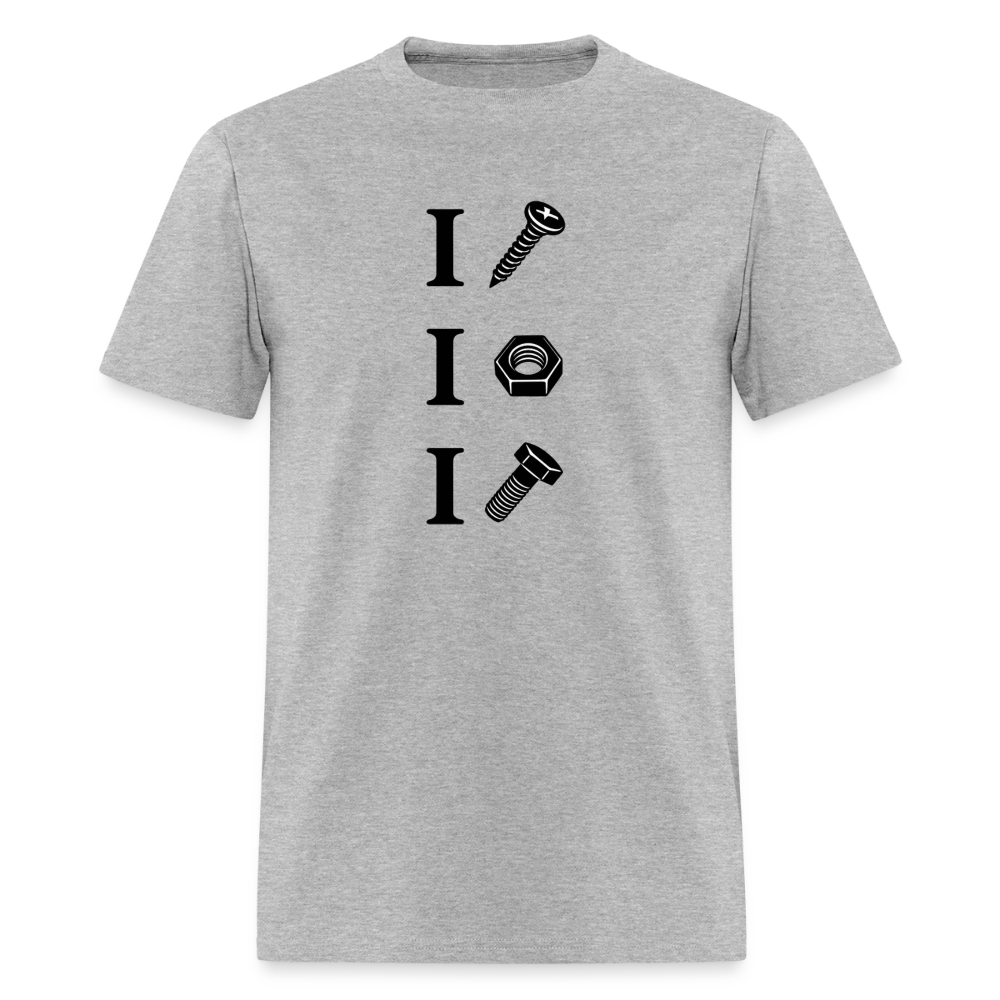 I Screw I Nut I Bolt – Funny Adult Humor T-Shirt Color: Heather Gray