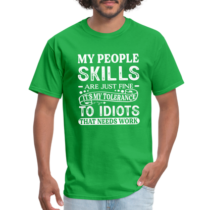 My People Skills Are Just Fine T-Shirt - bright green