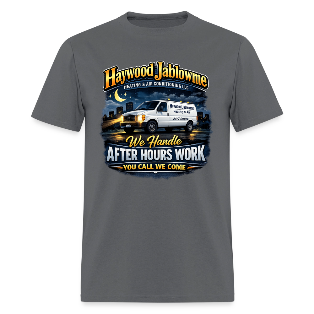 Haywood Jablowme Funny HVAC T-Shirt Color: Charcoal