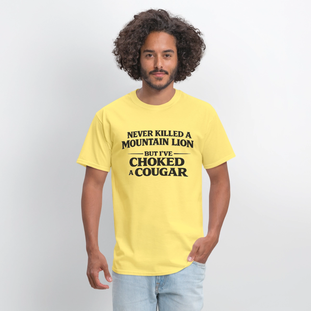 Choked a Cougar Funny Adult Humor T-Shirt Color: Rock