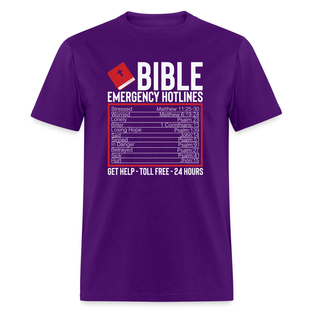 Bible Emergency Hotline (Scriptures) T-Shirt - purple