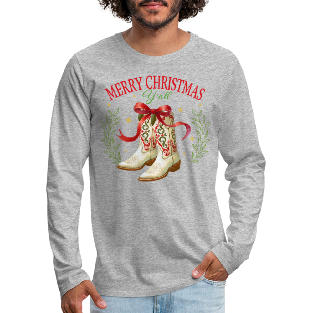 Merry Christmas Y'all Men's Premium Long Sleeve T-Shirt - heather gray