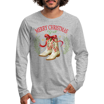 Merry Christmas Y'all Men's Premium Long Sleeve T-Shirt - heather gray