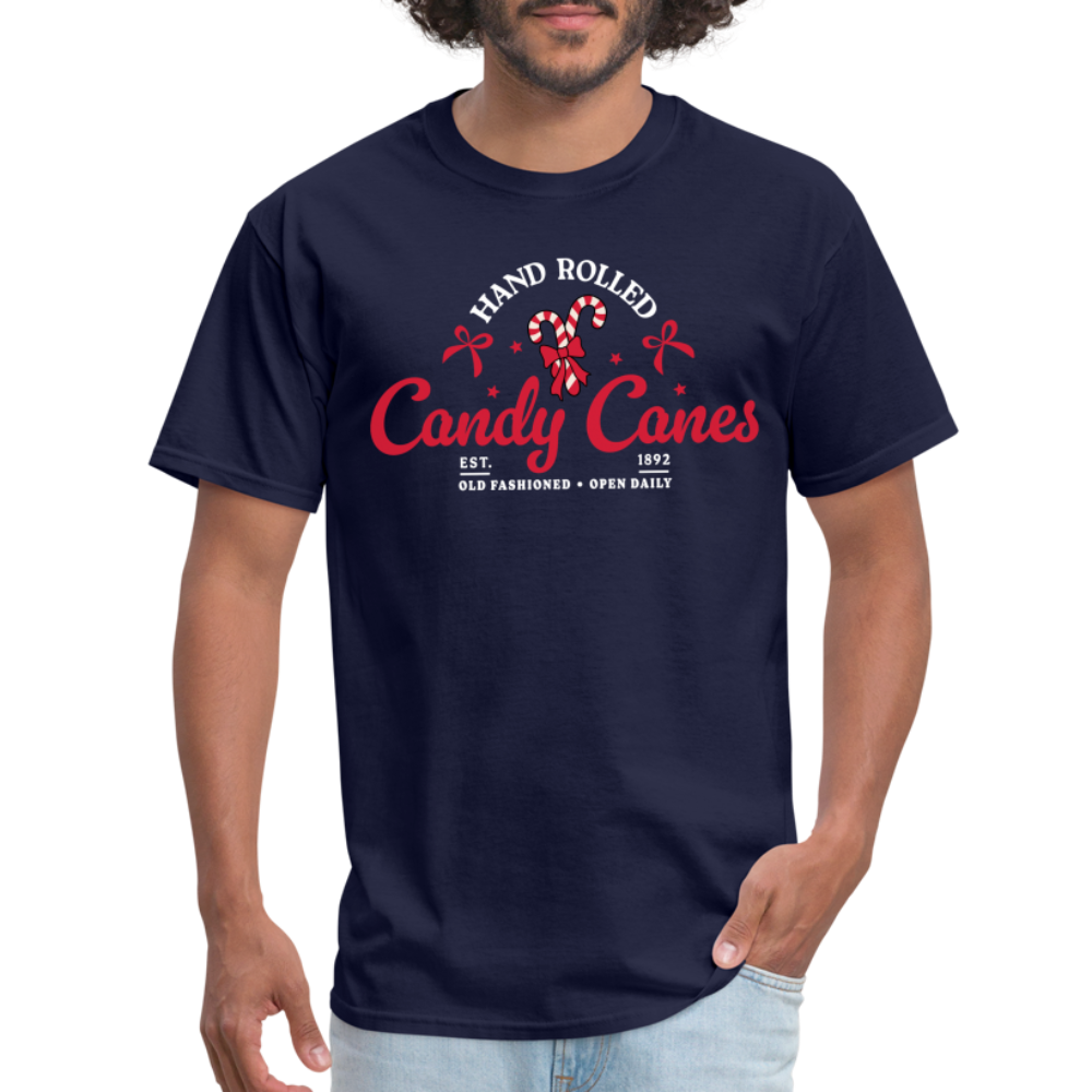 Hand Rolled Candy Canes T-Shirt - navy