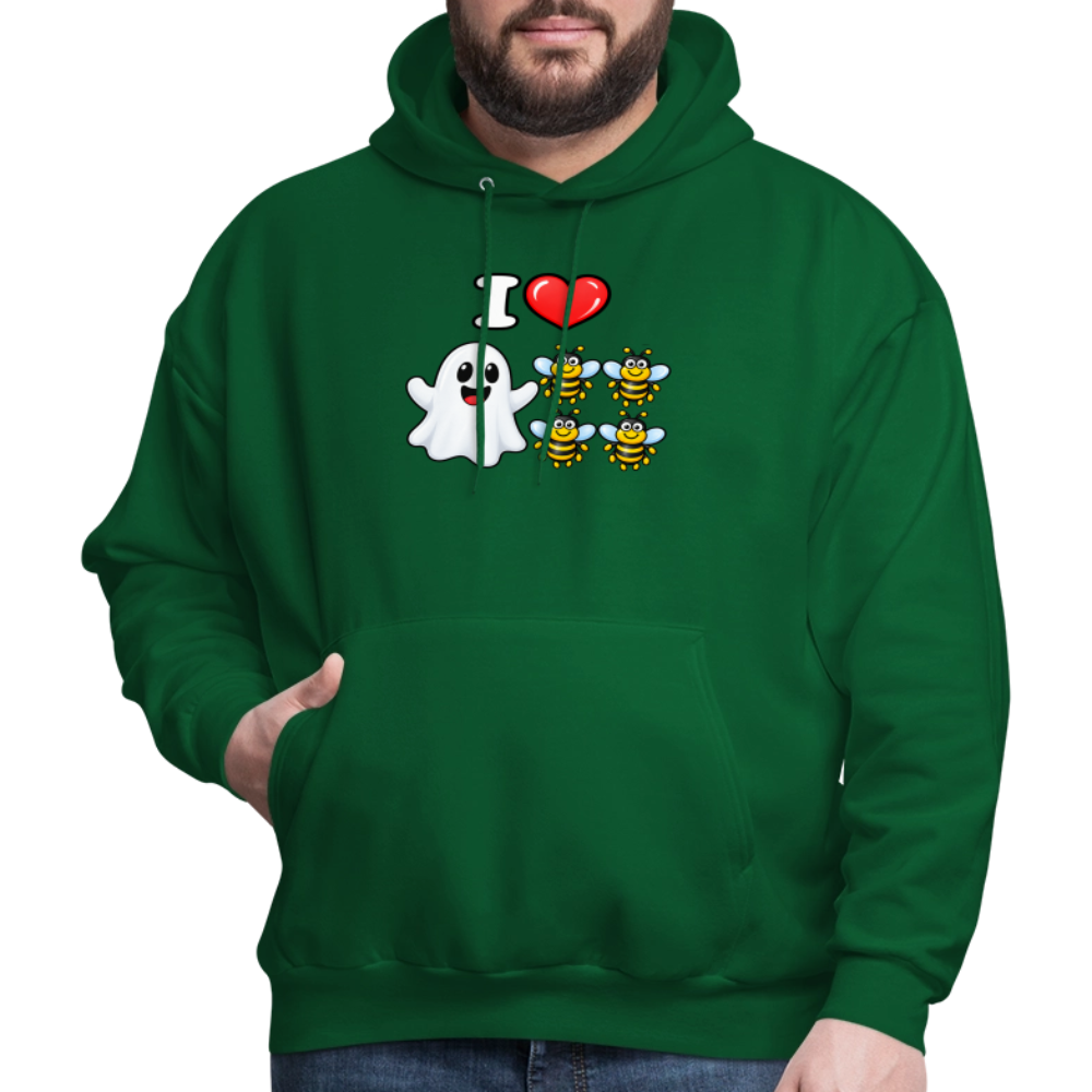 I Heart Boo Bees Hoodie – Funny Halloween Adult Humor - forest green
