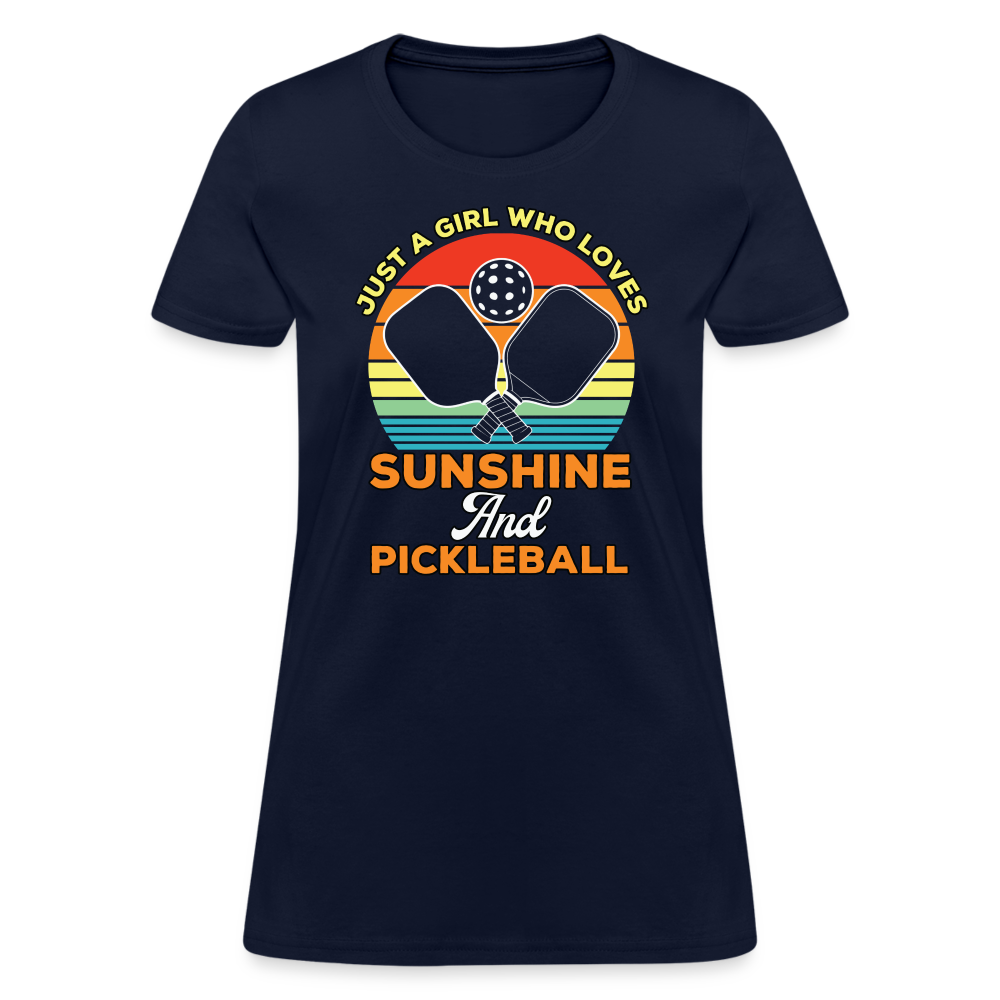 Just A Girl Who Loves Sunshine and Pickleball Women's Contoured T-Shirt - navy