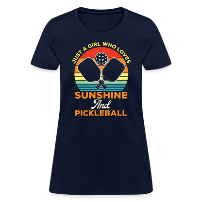 Just A Girl Who Loves Sunshine and Pickleball Women's Contoured T-Shirt - navy