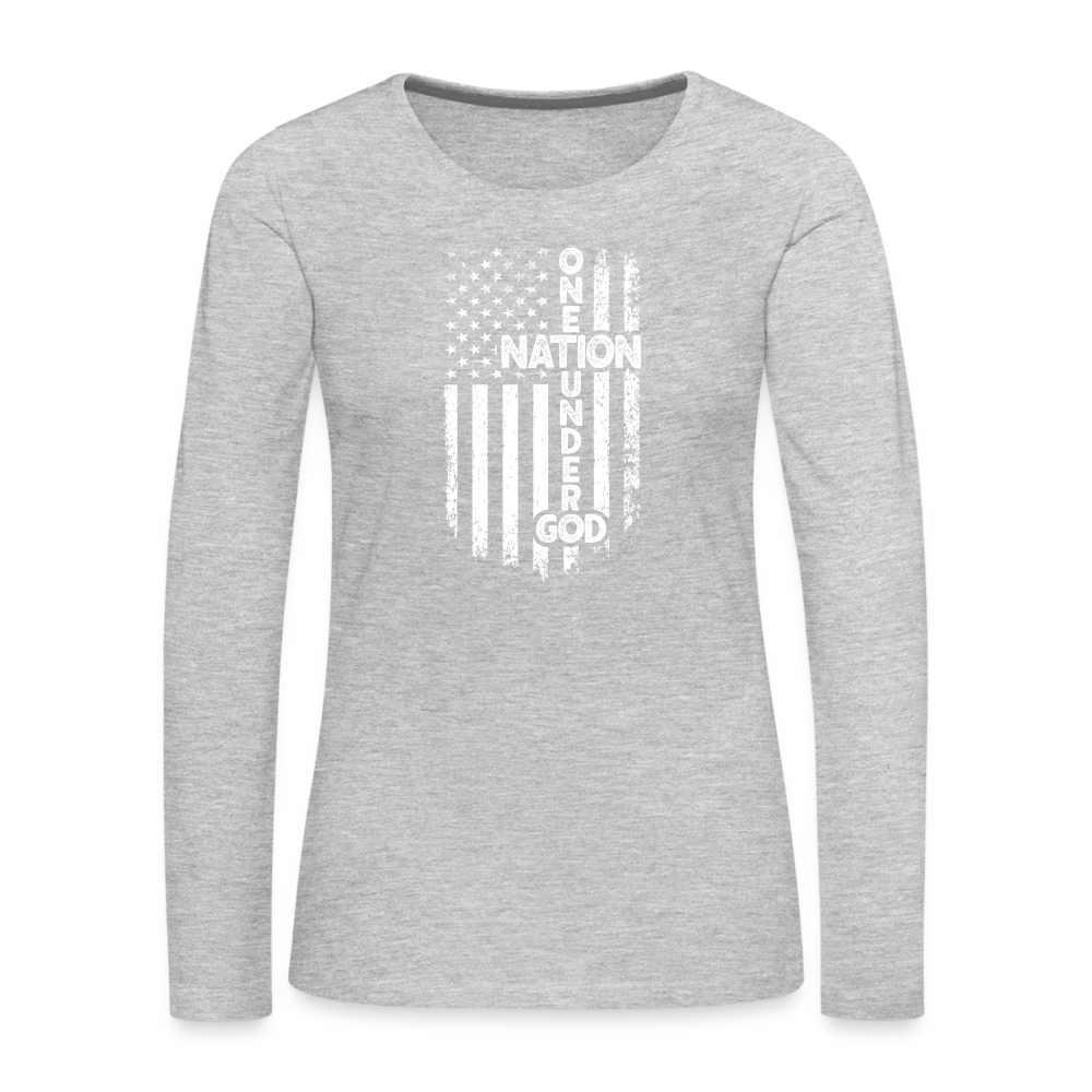 One Nation Under God Women's Premium Long Sleeve T-Shirt - heather gray