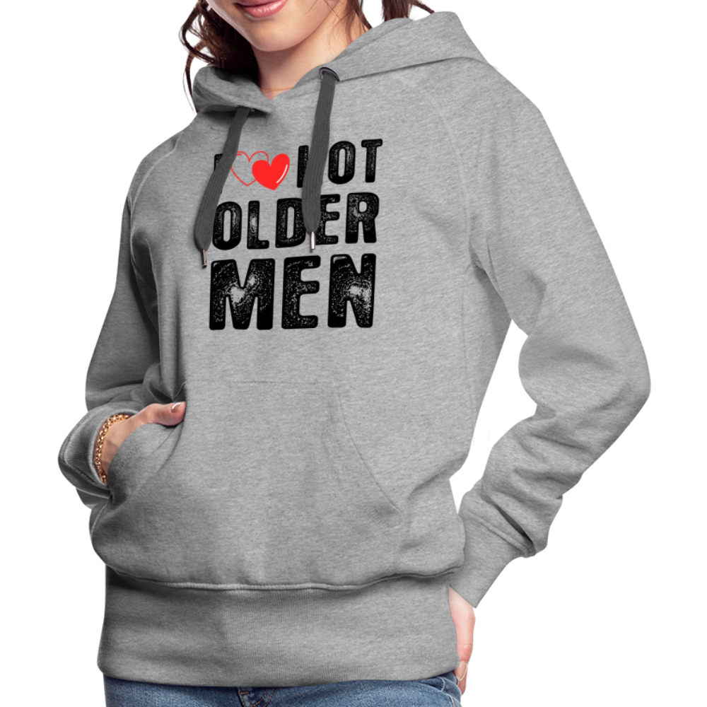 I Heart Hot Older Men (I Love Hot Older) Men Women’s Premium Hoodie - heather grey