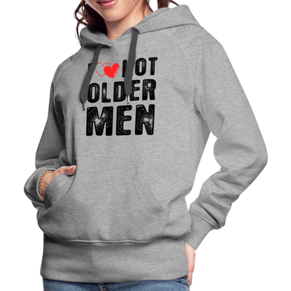 I Heart Hot Older Men (I Love Hot Older) Men Women’s Premium Hoodie - heather grey