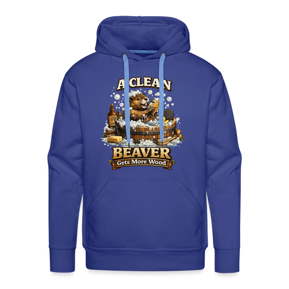 A Clean Beaver Gets More Wood Funny Adult Hoodie Color: royal blue