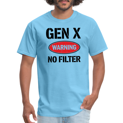 GEN-X Warning No Filter T-Shirt - aquatic blue