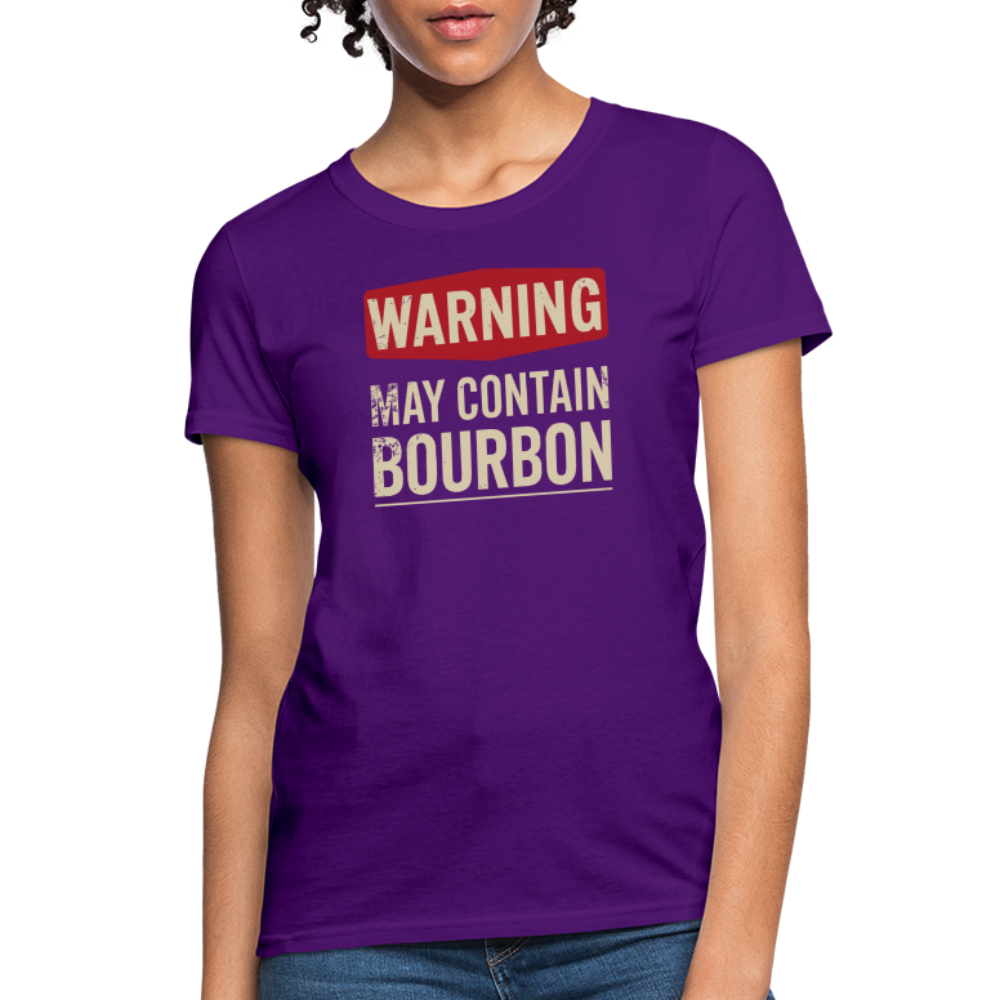 Warning May Contain Bourbon Women's Contoured T-Shirt - purple