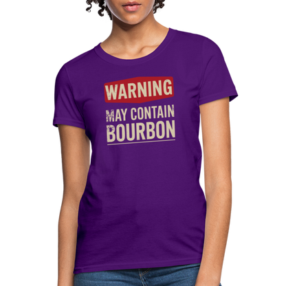 Warning May Contain Bourbon Women's Contoured T-Shirt - purple