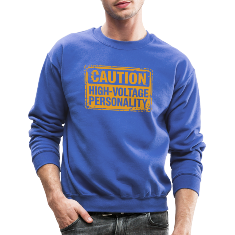 Caution High Voltage Personality Sweatshirt - royal blue