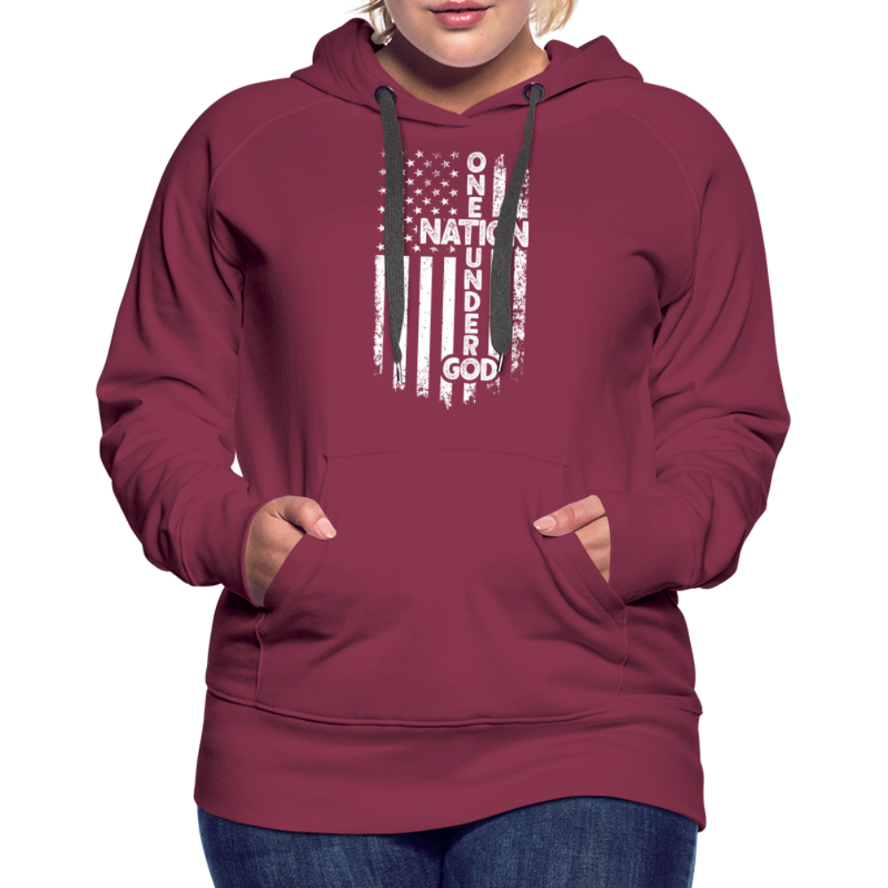 One Nation Under God Women’s Premium Hoodie - burgundy