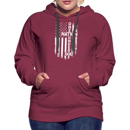 One Nation Under God Women’s Premium Hoodie - burgundy