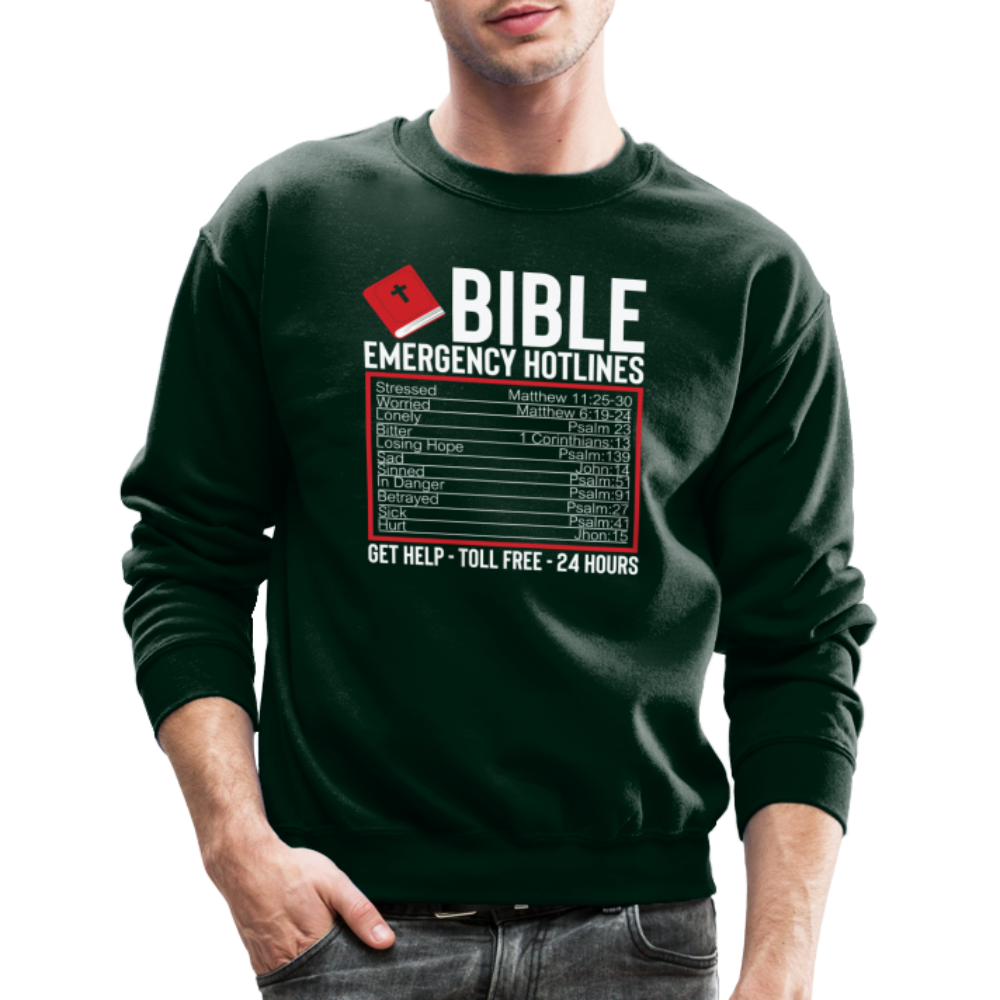 Bible Emergency Hotline (Scriptures) Sweatshirt - forest green