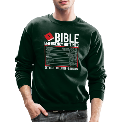 Bible Emergency Hotline (Scriptures) Sweatshirt - forest green