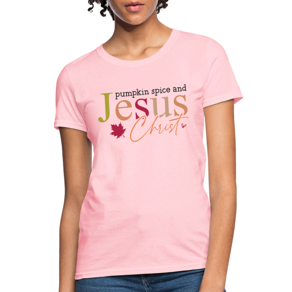 Pumpkin Spice and Jesus Christ Women's Contoured T-Shirt - pink