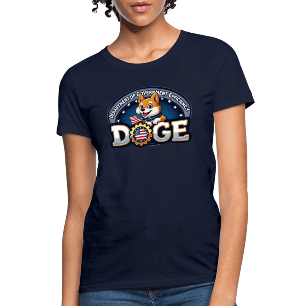 DOGE Logo (Dept of Government Efficiency) Women's Contoured T-Shirt - navy