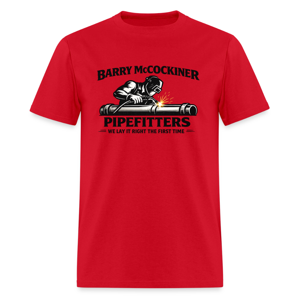 Barry McCockiner Pipefitters Funny Adult T-Shirt Color: Red
