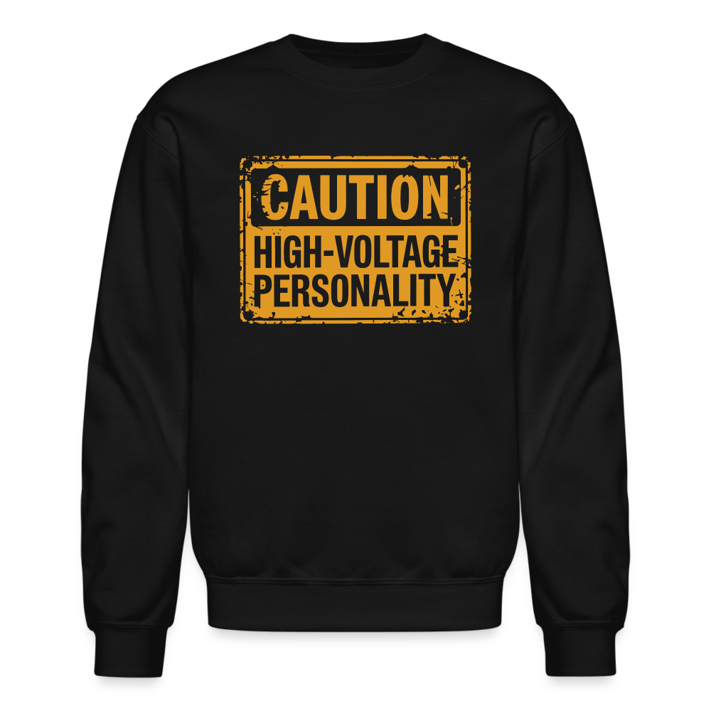 Caution High Voltage Personality Sweatshirt - black