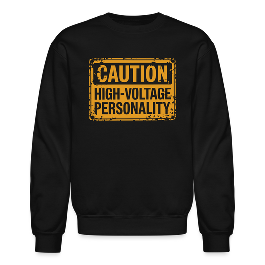 Caution High Voltage Personality Sweatshirt - black