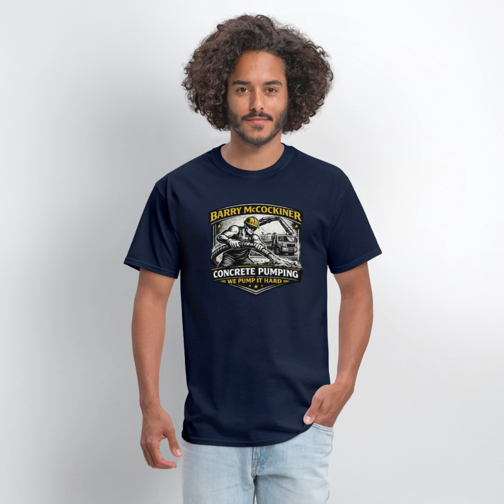 Barry McCockiner Concrete Pumping Funny Tee Color: Black