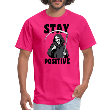 Stay Positive (Grim Reaper) T-Shirt - fuchsia