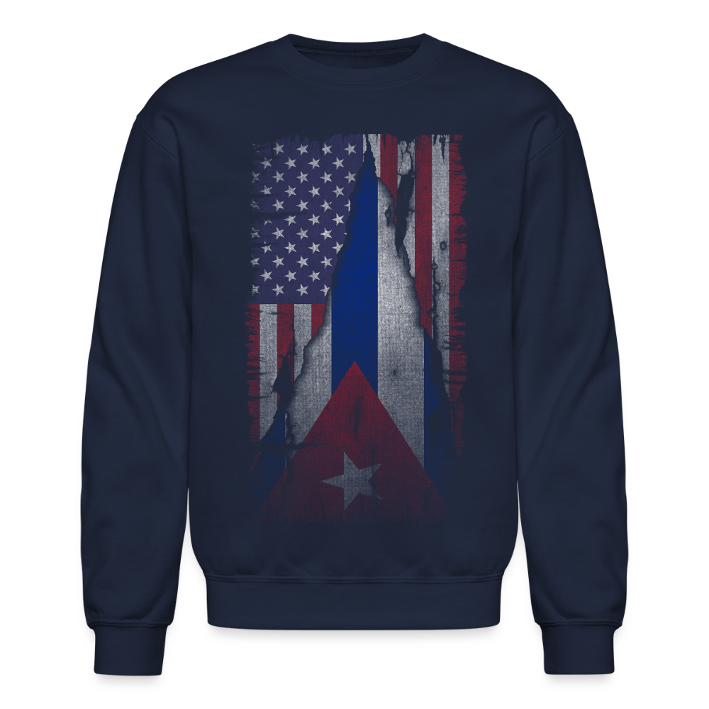 Cuba and USA Flag Sweatshirt – Cuban American Pride - navy