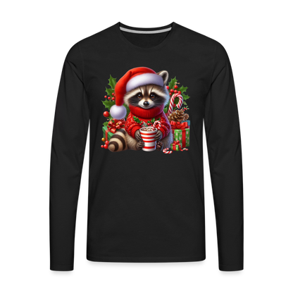 Christmas Cute Feral Raccoon Men's Premium Long Sleeve T-Shirt - black