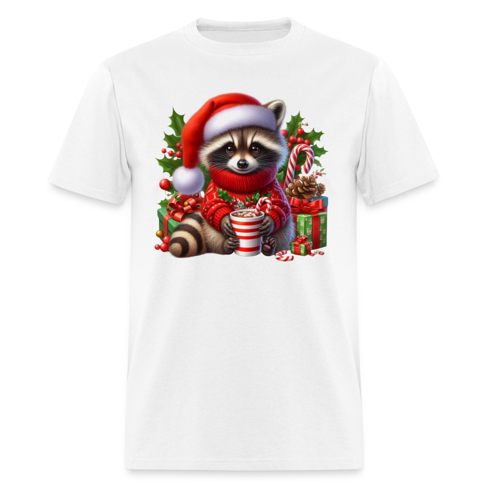 Christmas Cute Feral Raccoon T-Shirt - white