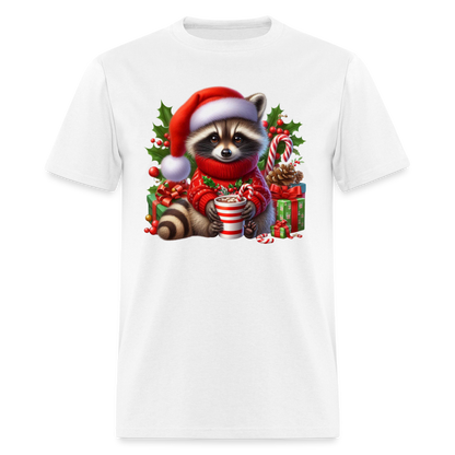 Christmas Cute Feral Raccoon T-Shirt - white