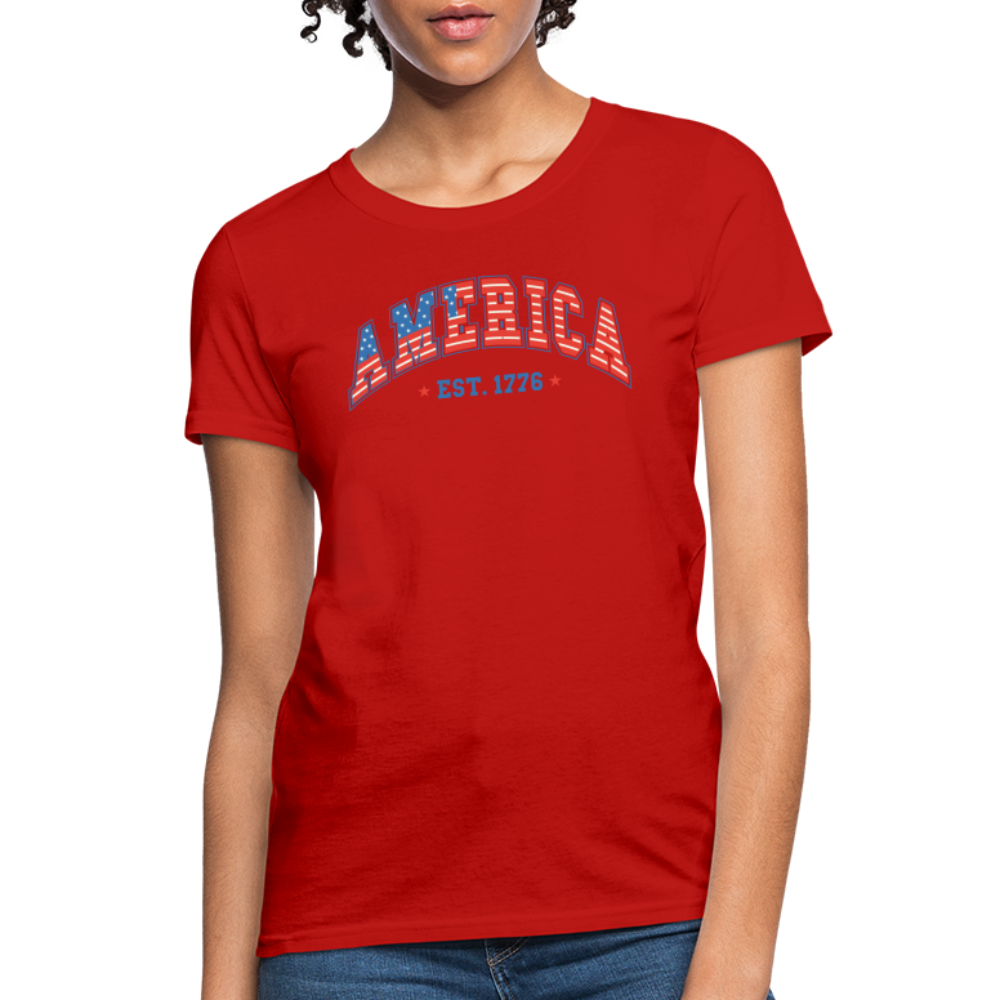 American 1776 Women's Contoured T-Shirt - red