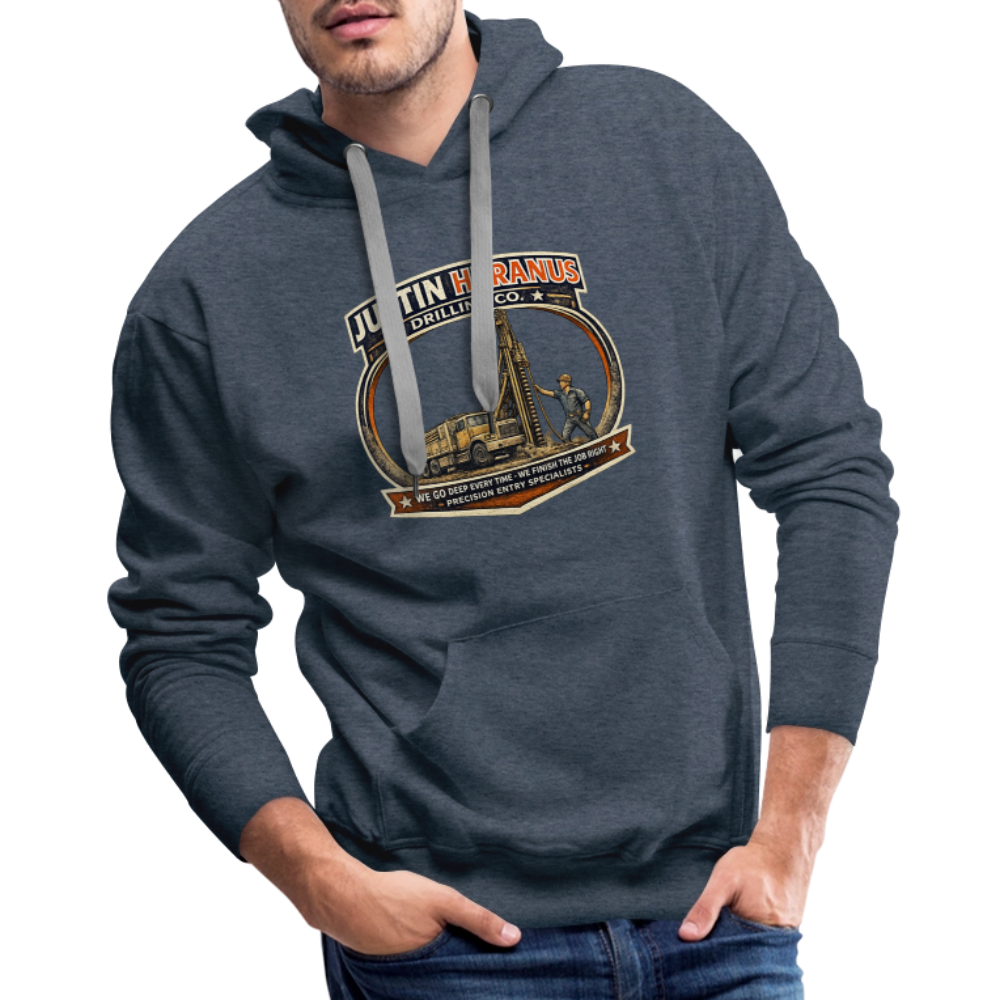 Justin Heranus Drilling Co Hoodie Funny Adult Humor - heather denim