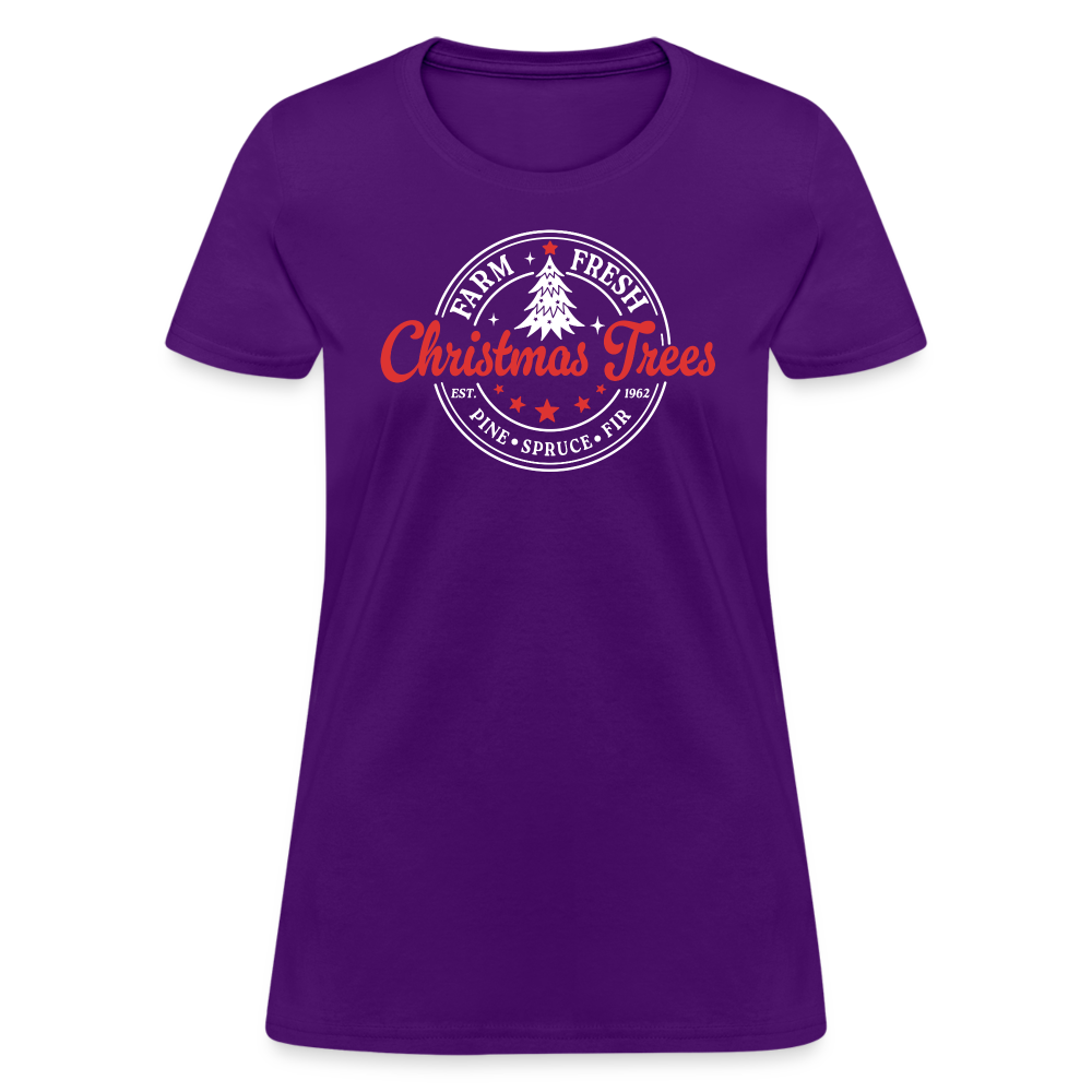 Farm Fresh Christmas Trees Women's Contoured T-Shirt - purple