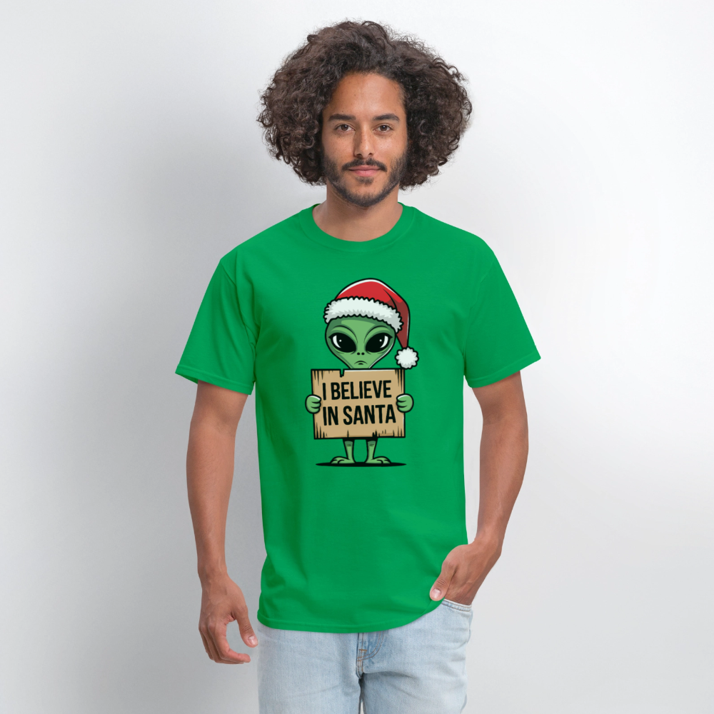 I Believe in Santa T-Shirt – Funny Alien Christmas Tee Color: red